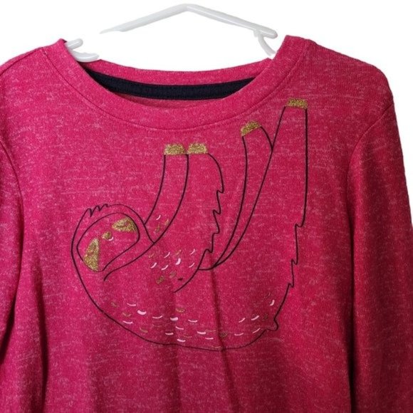 Cat & Jack Red Hanging Sloth Tee size 6 6X Years Girls 3/4 Tie Sleeve Kids - Picture 3 of 4